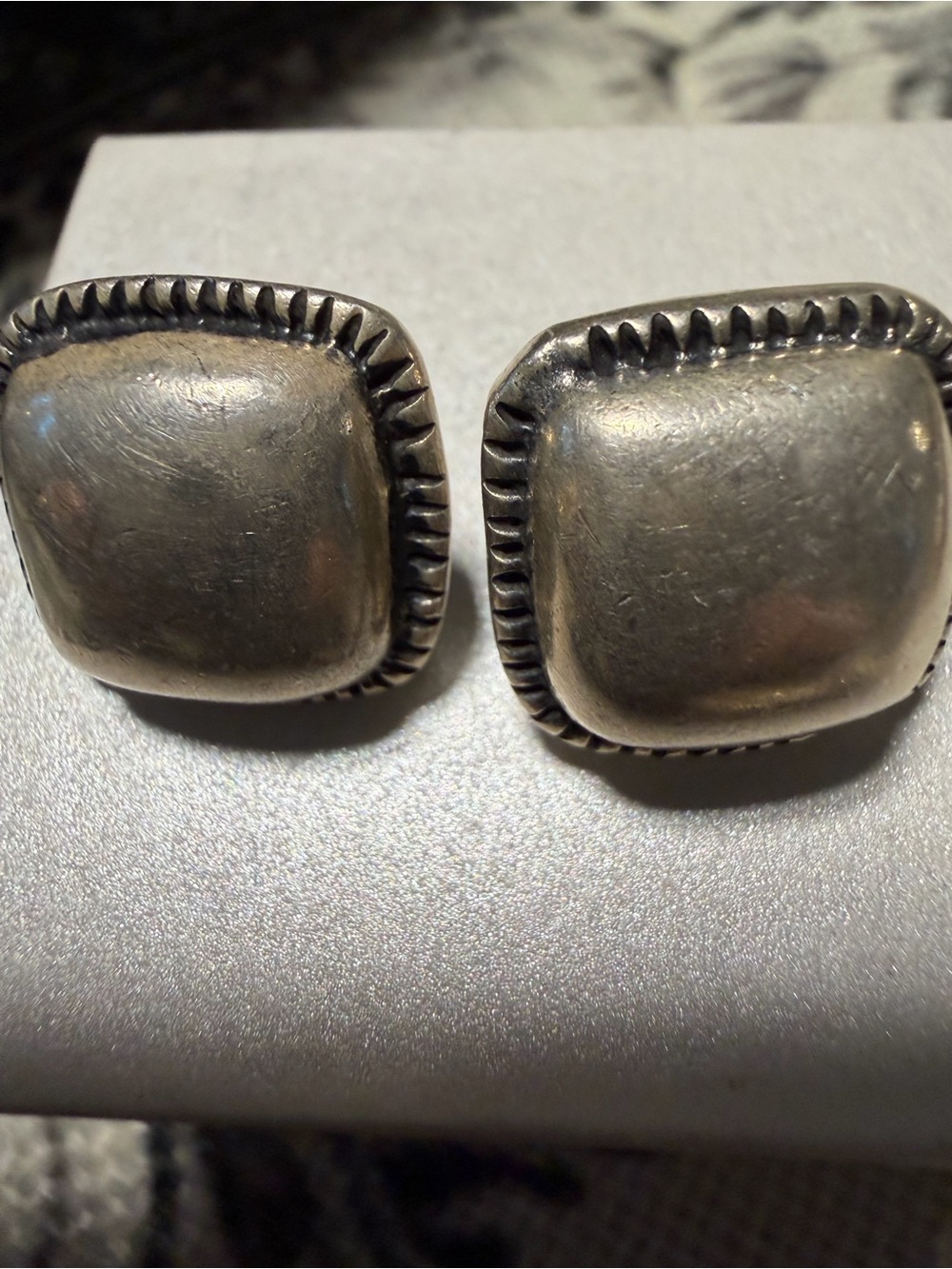 Sterling-Look Square Silver Earrings